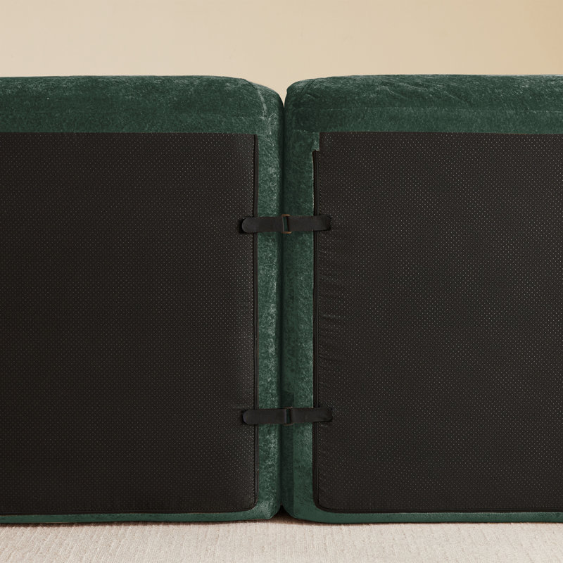 Aggie Velvet Upholstered 2-Seater Sectional Sofa with Tufted Cushions, Velvet - Green, 29.9" H x 80.3" W x 37.40" D