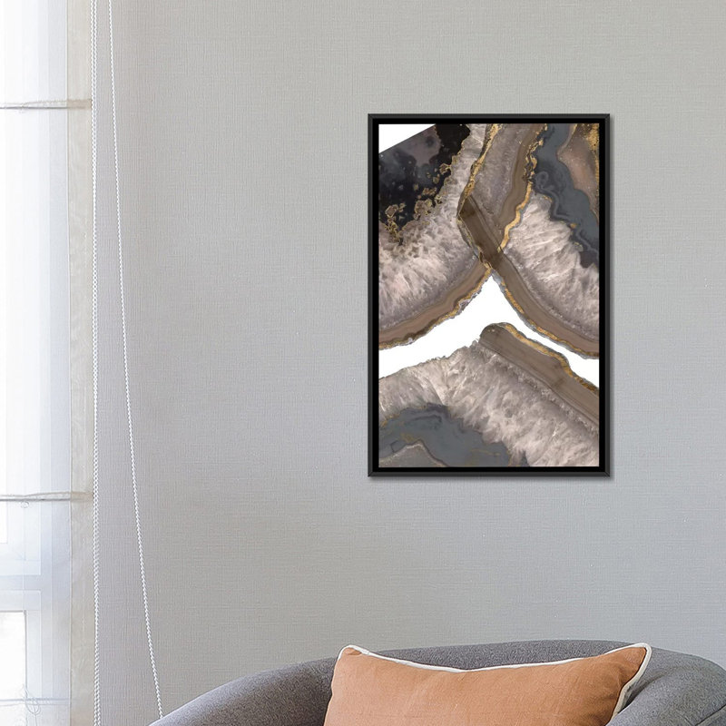 « neutral agates ii », reproduction sur toile, H 60 po x l 40po x P 1,5 po, Toile avec cadre noir, Pas de tapis
