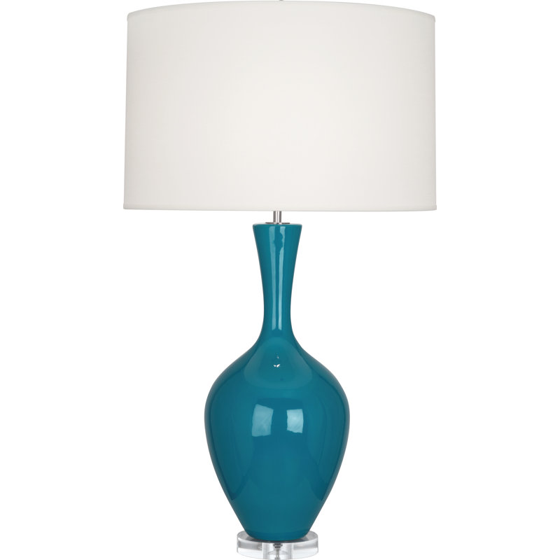 Audrey Resin Table Lamp, Peacock
