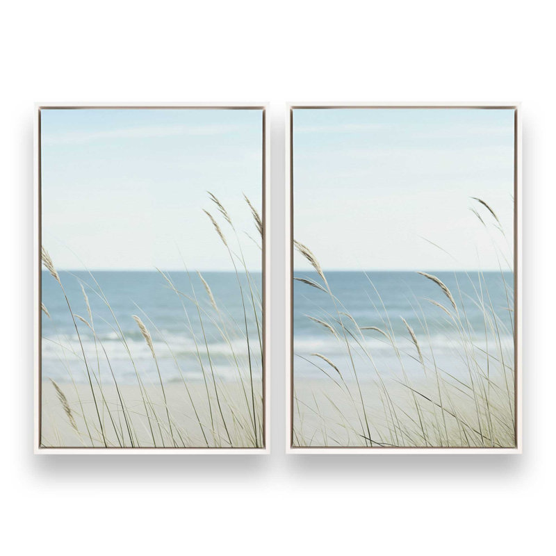 «Ocean Lullaby», ensemble de 2 toiles encadrées, Cadre flottant blanc opaque, H 36,75 po x l 49,5 po x P 1,75 po