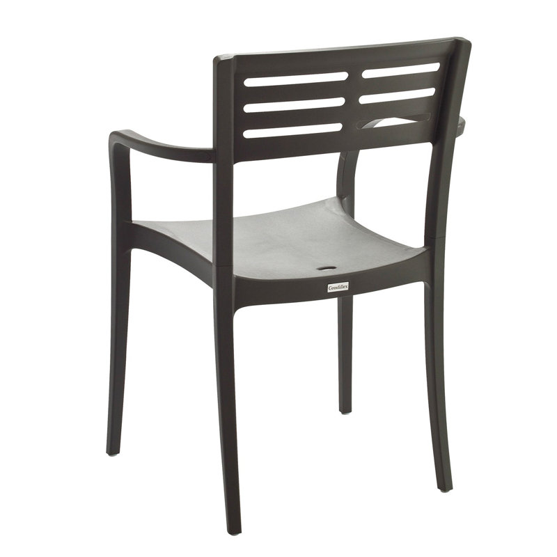 Grosfillex Vogue Resin Stacking Armchair, Black