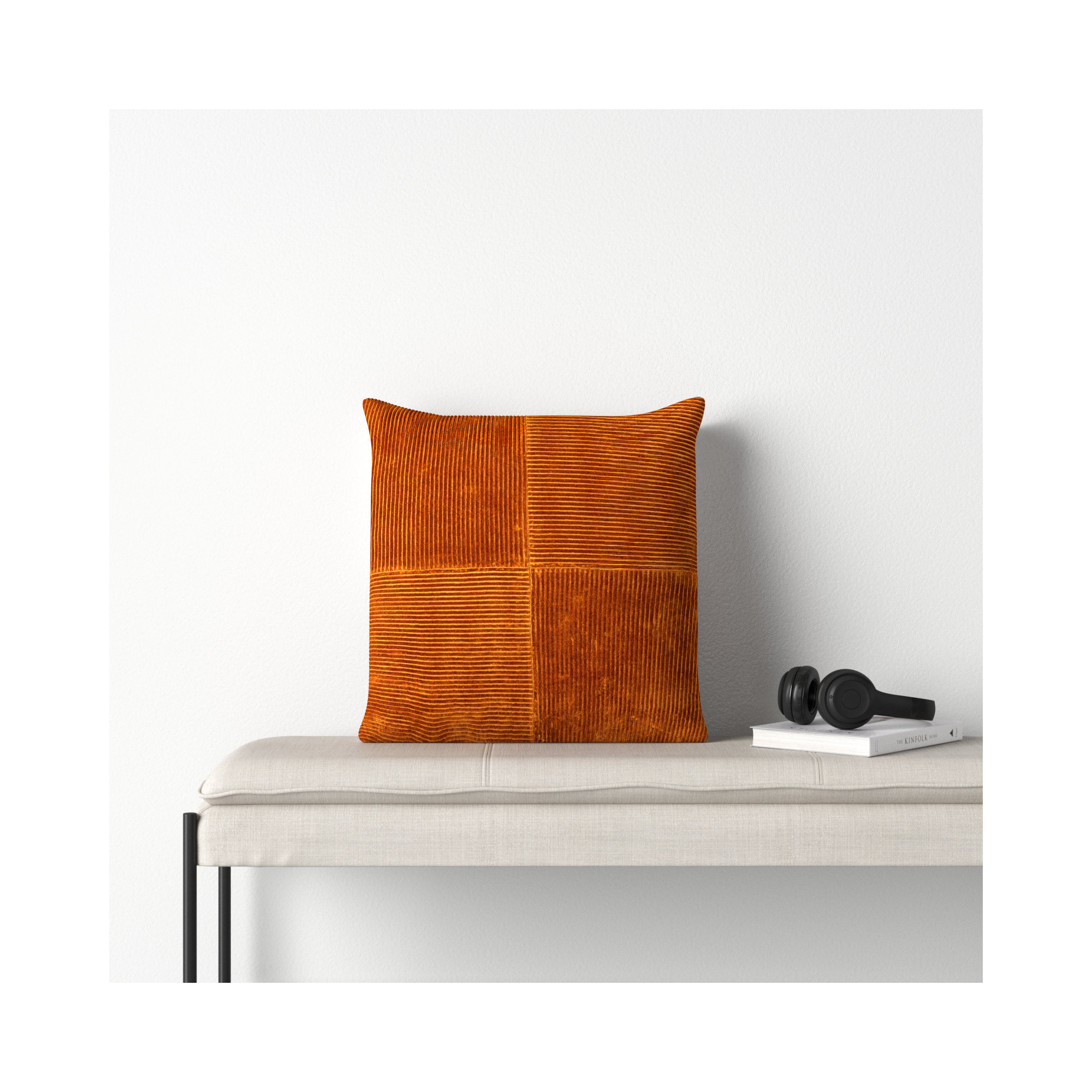 Selma Cotton Throw Pillow, Brick Red, 20" x 20"