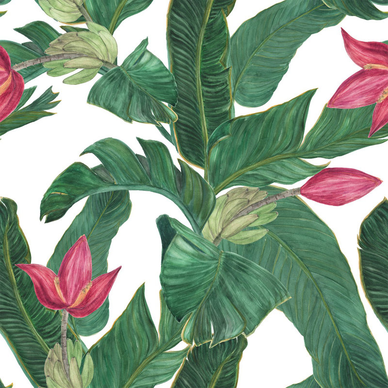 Panneau de papier peint feuilles Hiromoto, L 2,08 pi x L 10,42 pi