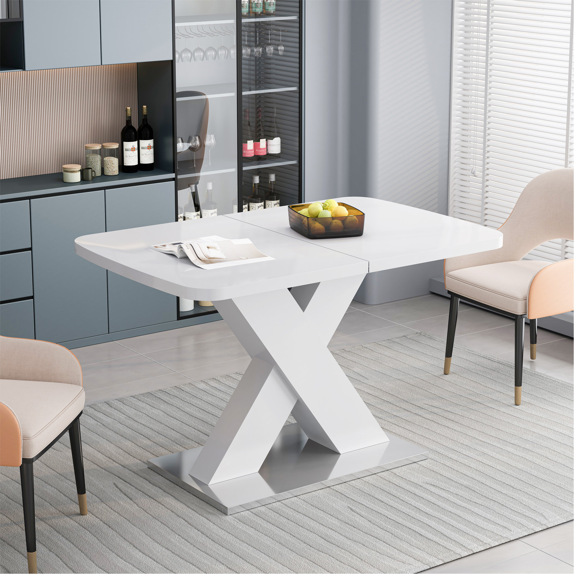 Brayden Studio Modern Stretchable Square Dining Table With Stable Metal ...