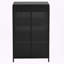 Armoire de rangement haute en métal avec portes en verre et couvercle rabattable