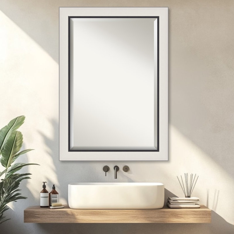 Miroir de salle de bain Ellie, Argent noir, 29,5 po x 23,5 po