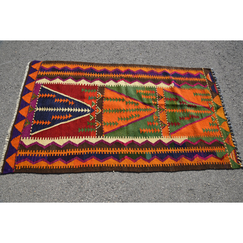 Tapis turc, kilim, tapis orange, tapis géométriques, tapis de chambre à coucher, tapis rétro