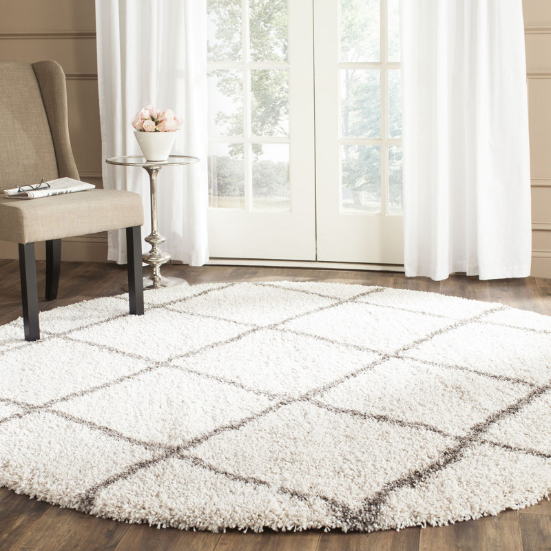 Hudson Geometric Area Rug, Plush 5cm, Round 152 cm