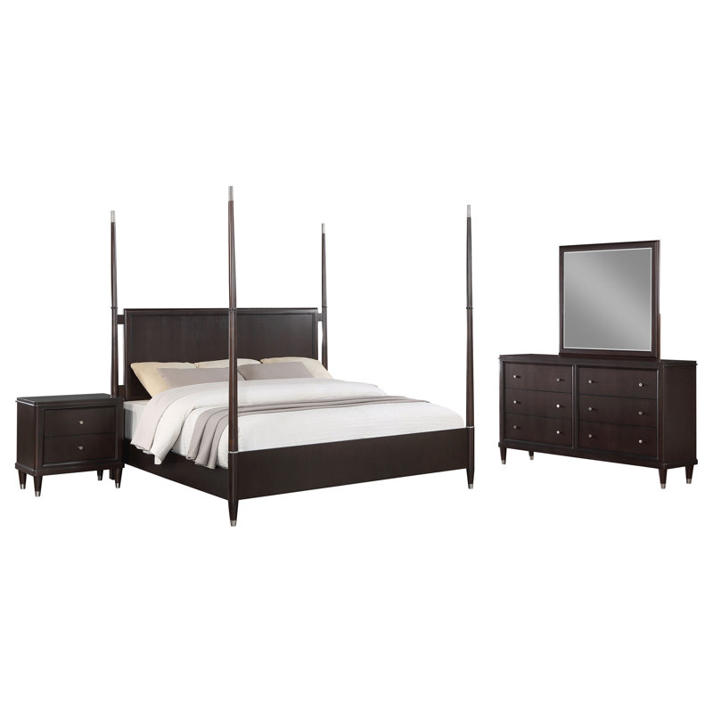 Ensemble de chambre avec grand lit 4 pièces Montel Brun, Grand