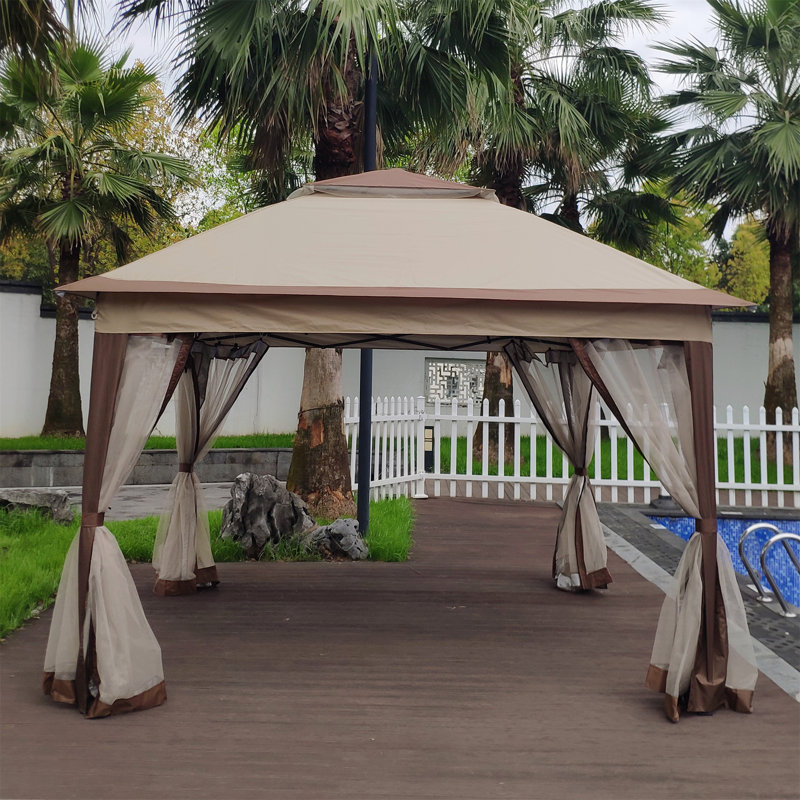 Pavillon de jardin en acier, 9.8 Ft. W x 9.8 Ft. D, Coffee