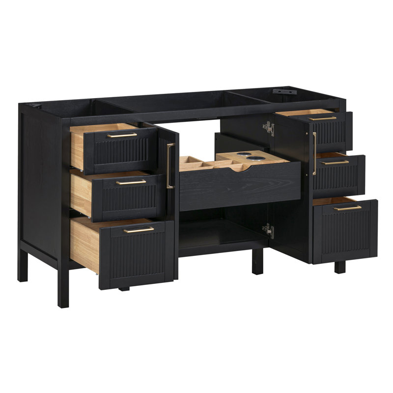 Luka 60 in. Single Sink Bathroom Vanity in Black Oak