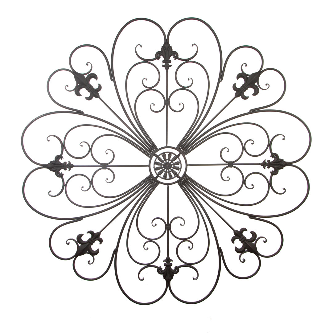Traditional Plants & Flowers Wall Decor on Metal Fleur De Lis Living