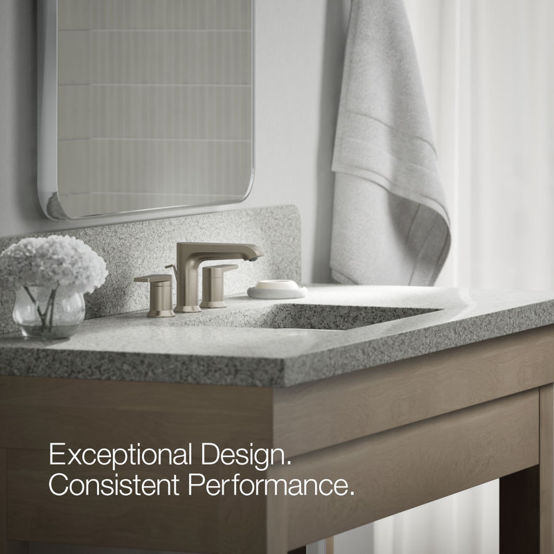 Kohler Hint Widespread Bathroom Faucet with Pop-Up Drain Assembly, 3 Hole 2-Handle Bathroom Sink Faucet, 1.2 gpm