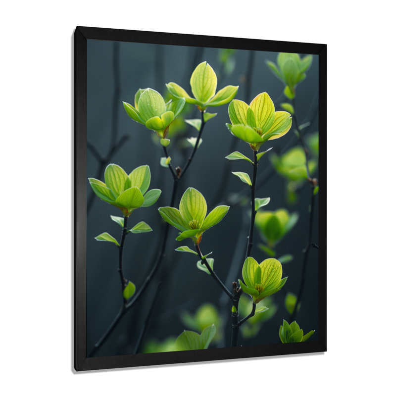 Fougère verte et noire «Meadow», Toile encadrée noire simple, H 40 po x l 30 po x P 1,5 po