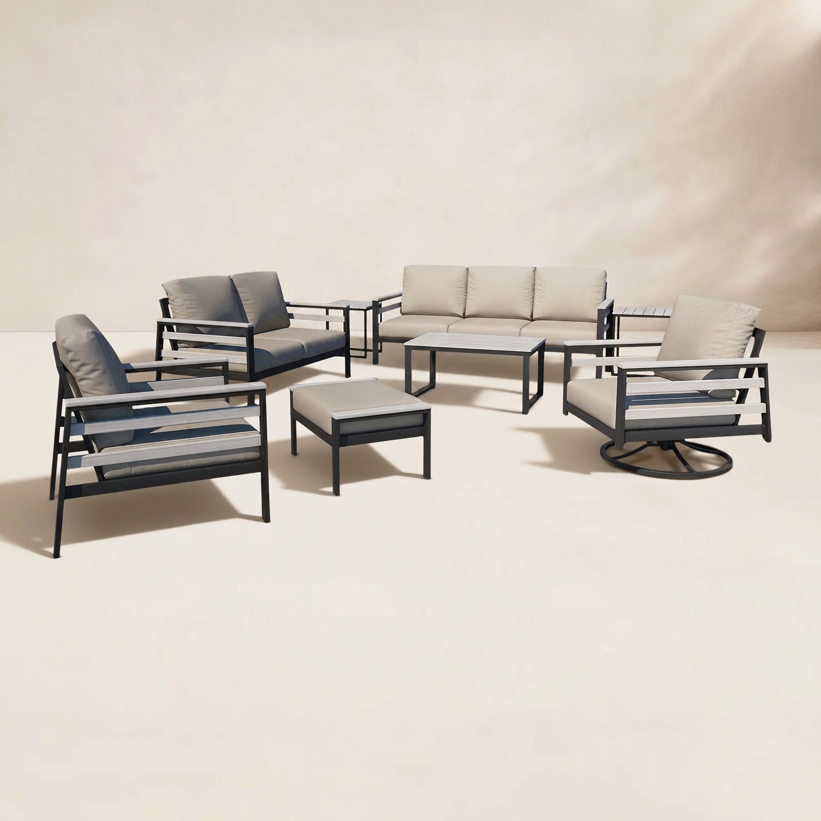 Townsend 7 - Person Patio Conversation Set with Sunbrella® Cushions, Cast Silver Sunbrella®
