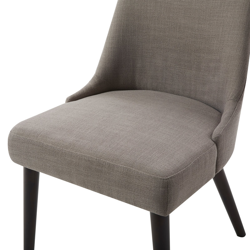 Brently Solid Wood Upholstered Side Chair Dining Chair, Flint Gray