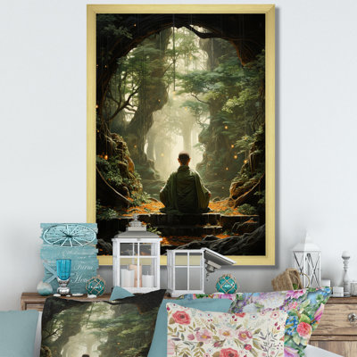 Art bouddhiste vert sur toile vert bouddhiste