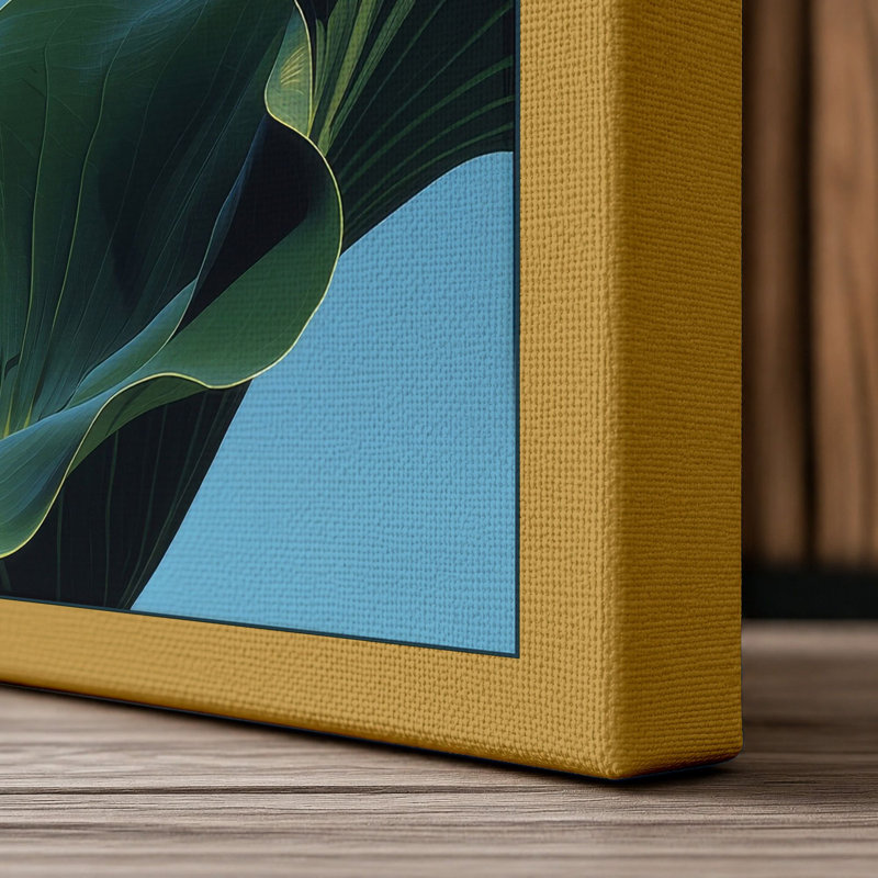 Lotus in Bloom Botanical - Wrapped Canvas, 24x16 - 61.0 x 40.6 cm, Ochre Border