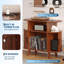 Meuble de platine vinyle cannelé de 89 cm (35 pouces) de style moderne du milieu du siècle avec poste de recharge, noyer-1315650031