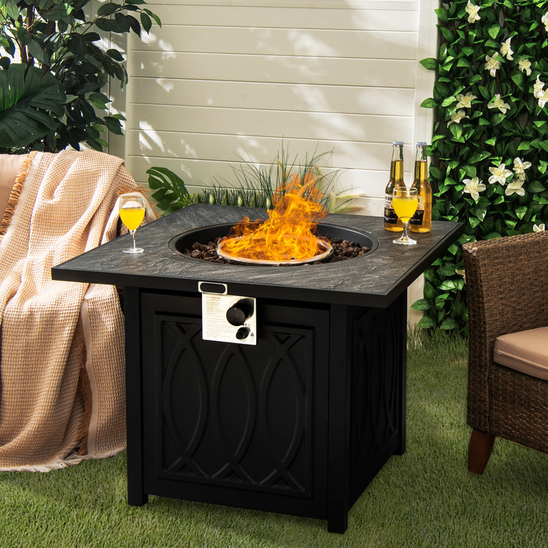 Izah Square Ore Powder, Steel, Stainless Steel Propane Smokeless Fire Pit Table with Hidden Fuel Tank