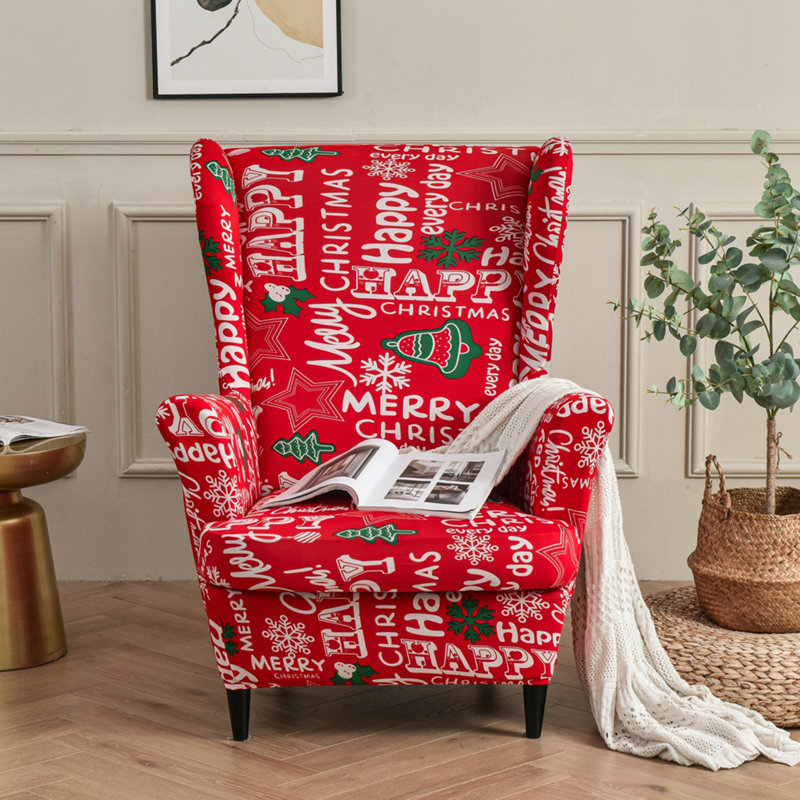 Housse extensible pour tabouret tigre, Rouge / blanc 100% coton