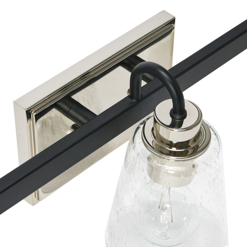 Éclairage pour salle de bain 3 lumières Adden, noir mat et nickel poli