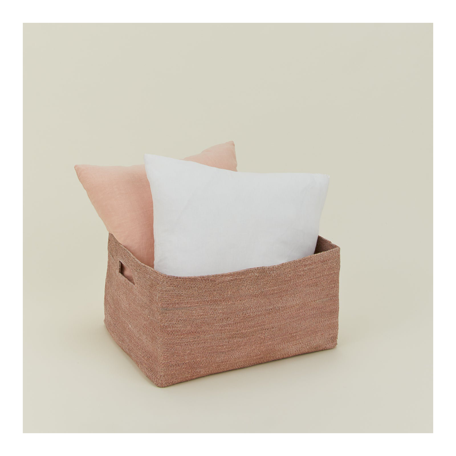 Essential Laundry Basket with Handles, Blush, 9" H x 17" W x 14" D