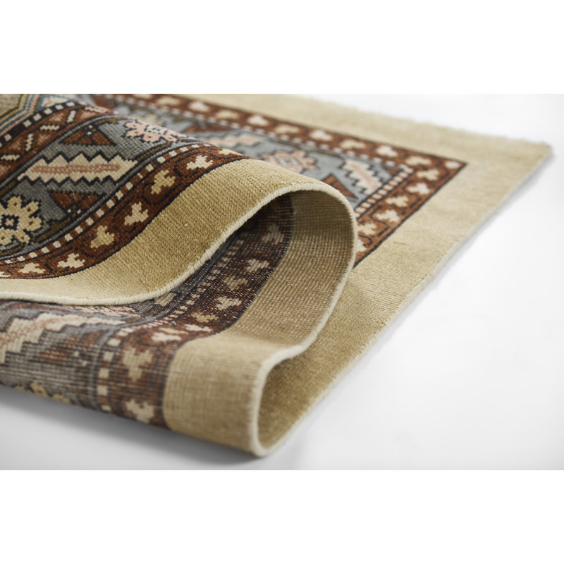 Oriental Area Rug in Blue/Beige, Rectangle 5' x 8'