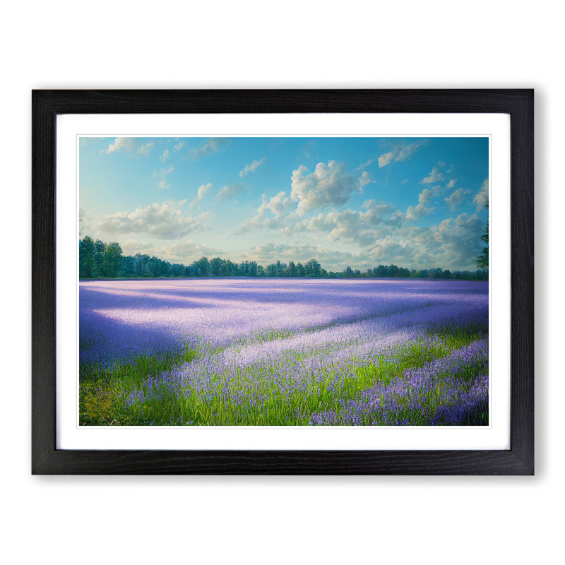 Hewarming Bluebell Field - Single Picture Frame Print, 46cm H x 64cm W x 2cm D, Black