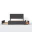 Grand lit plateforme tapissier avec 2 tiroirs et 1 lit gigogne simple TG-1496184108