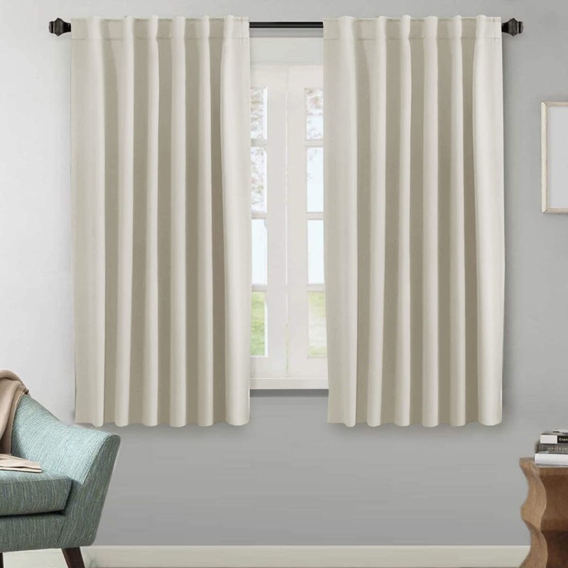 Blackout Solid Back Tab/Rod Pocket Bedroom Draperies Thermal Insulated Window Treatment Panels Room Darkening Blackout Drapes for Living Room