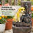 22" Outdoor Fountain with 3-Tier Puppy Theme, Cascading Waterfall Feature with LED Lights and Adjustable Flow, Resin Freestanding Garden Fountain for Garden Patio, Rustic Brown