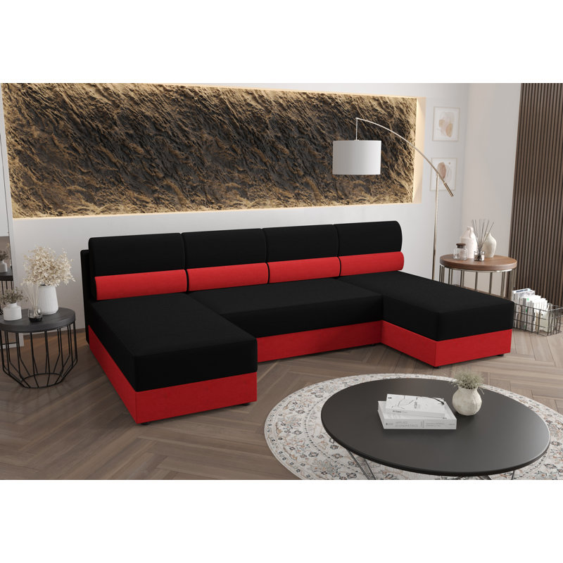 Sinh 5 Seater Corner Sofa , Black/Red - Rainbow15/Rainbow22