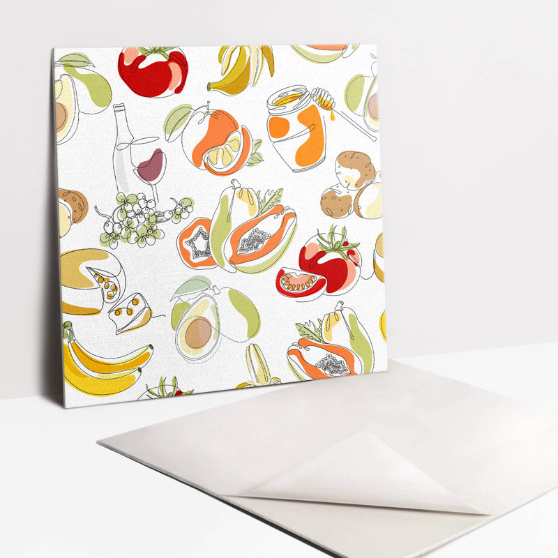 Self Adhesive Vinyl Splashback Tiles Sticker Peel Stick set 9 pieces 30x30 cm Fruits and vegetables