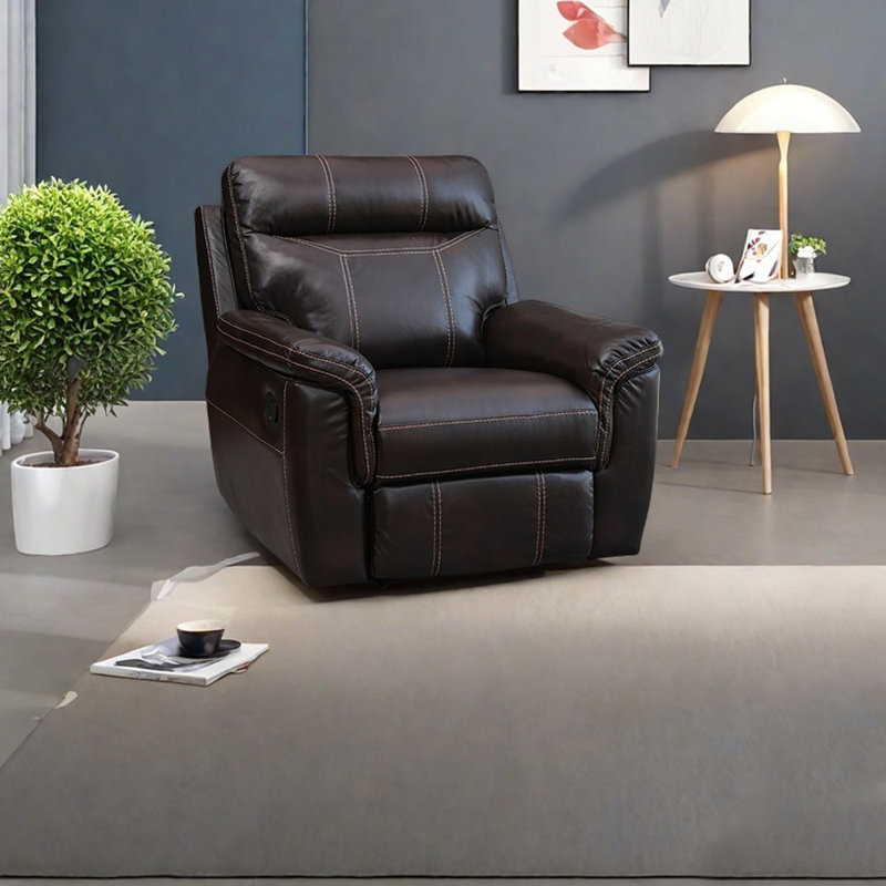 Chaise longue en éponge ergonomique, Reddish Brown Faux Leather