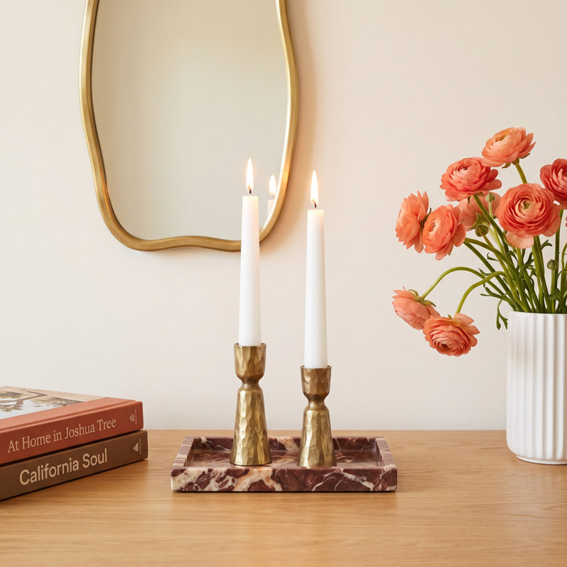 Brass Tabletop Candlestick, 4.25" H x 1.5" W x 1.5" D