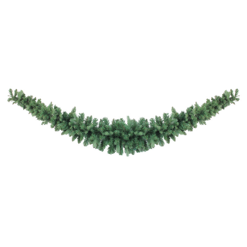 Festive Pine Green 21" Artificial Christmas Swag with Ribbon Accents
