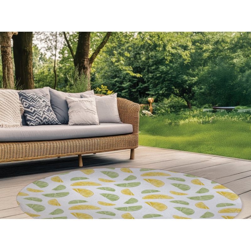 Tapis d'extérieur Summer Limes & Lemons, Rond 5 pi
