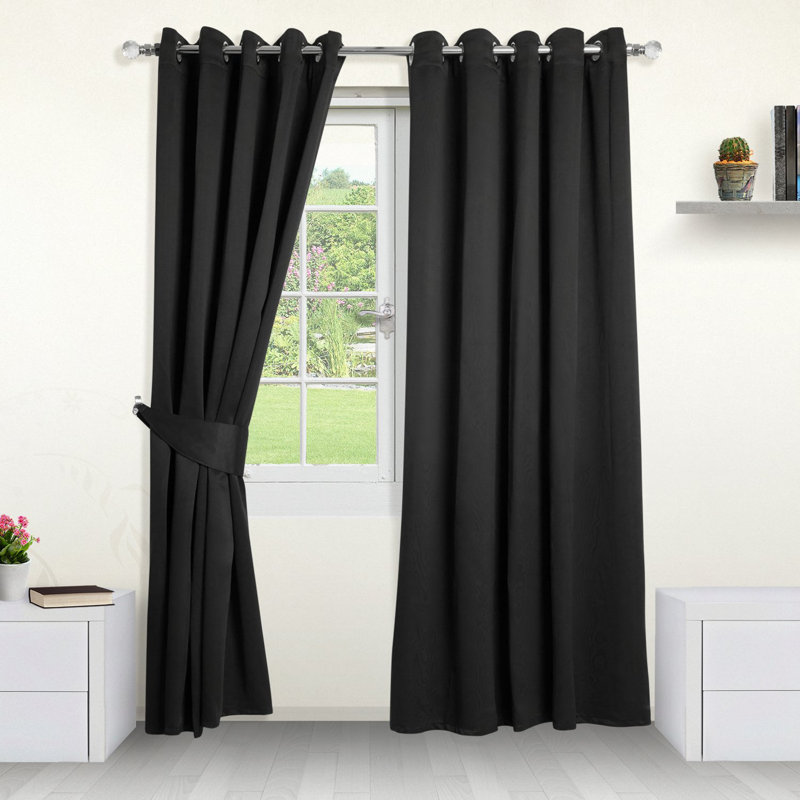 Blackout Curtain Pair, Black, 229 W x 137 D cm