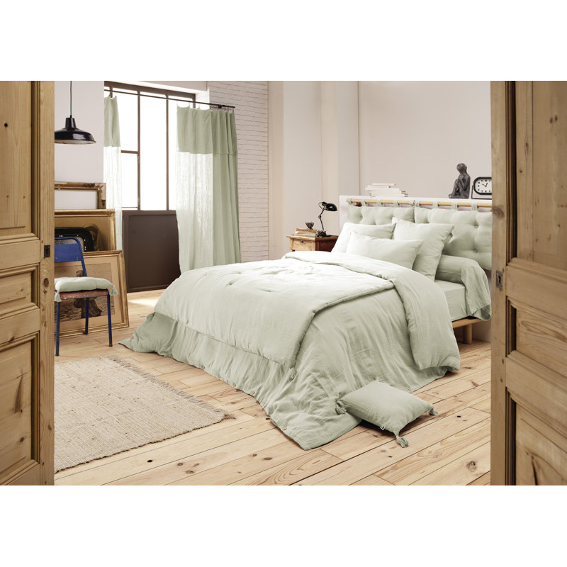Knopp Cotton Solid Colour Duvet Cover, Super King Duvet Cover, Light Green