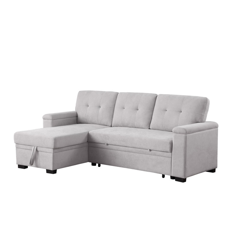 Canapé modulaire réversible moderne en tissu tissé gris clair l 84,5 po Lucca II, H 34,61 po x l 53,11 po x P 84,61 po
