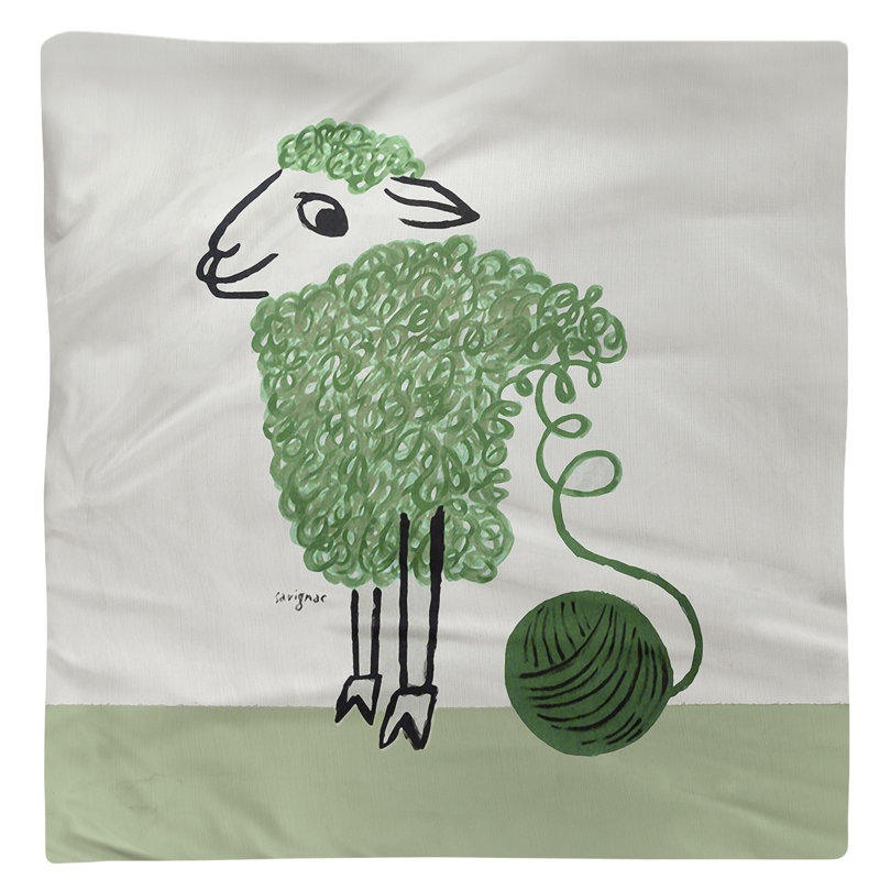Serviette de coton 10 po en laine rétro Raymond Savignac, Vert
