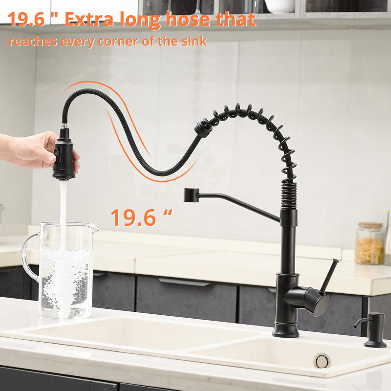 Touchless Kitchen Sink Faucet With Motion Sensor - Automatic Smart, Pull Down , Black Contemporary Style, Brass, Ceramic Hands Smart Sensor, Modern