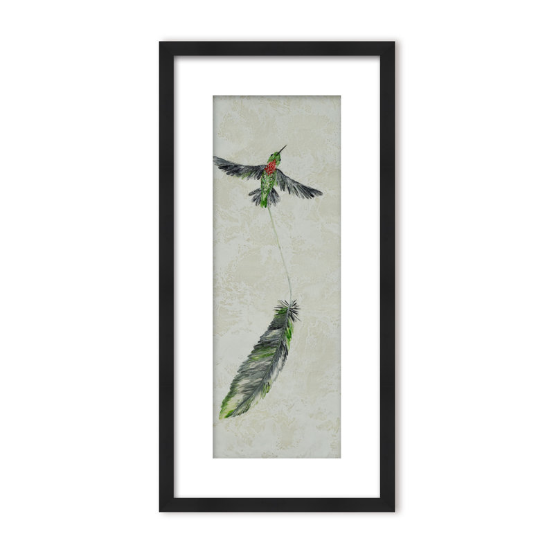 Nature Inspired "Vivid Flutter" Canvas Wall Art By , 24" H x 12" W, Framed Matted Print, Beige