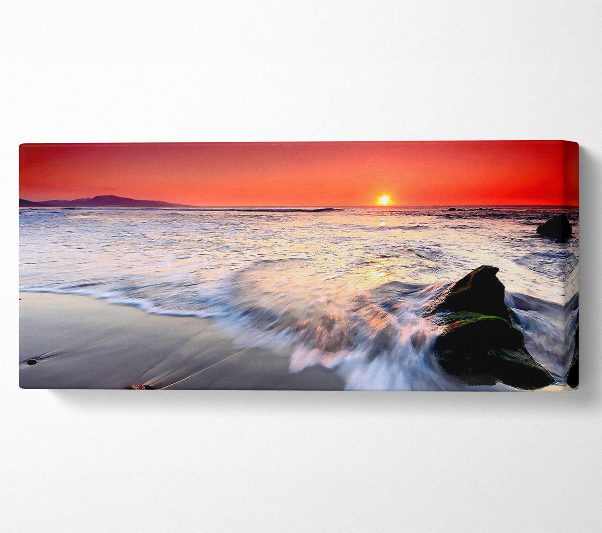 Haus am Meer Red Sunset Ocean Swell - Wrapped Canvas Art Prints ...