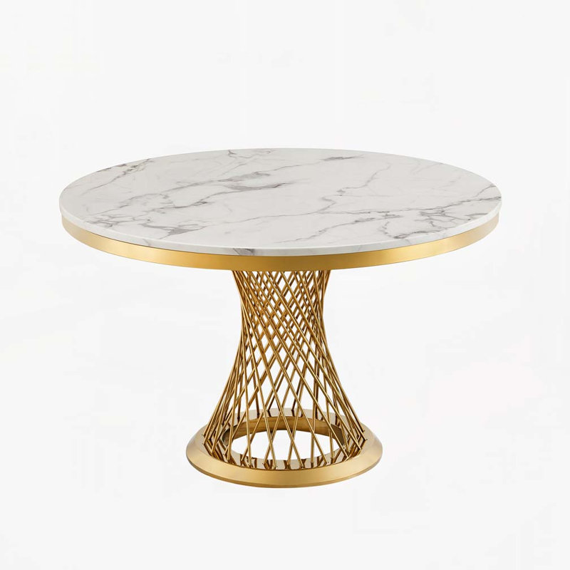 47" Round Dining Table, Gold