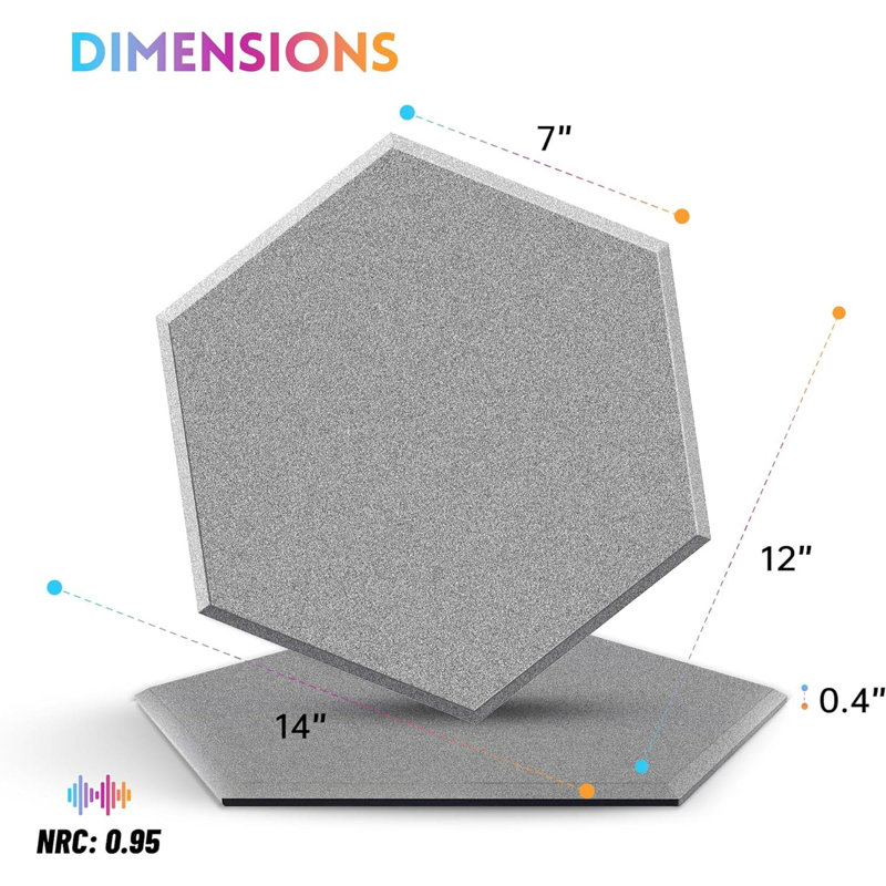 Paquet de 18 panneaux auto-adhésifs en mousse haute densité insonorisée 14 po x 12 po x 0,4 po, Gris