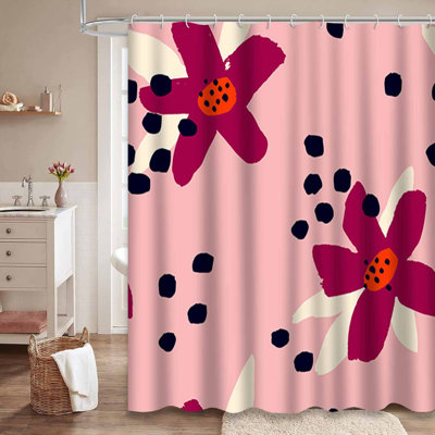 Rideau de douche abstrait à motif de fleurs bleues sans soudure avec 12 crochets
