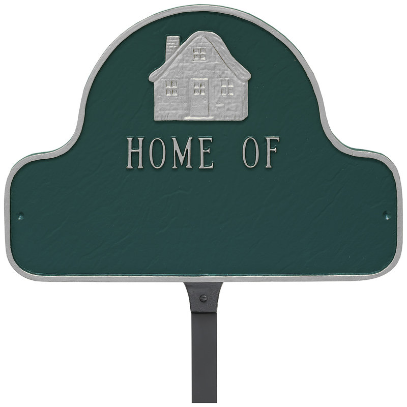 Home of Arch Address Sign Plaque with Lawn Stakes, Yes, Hunter Green/Gold