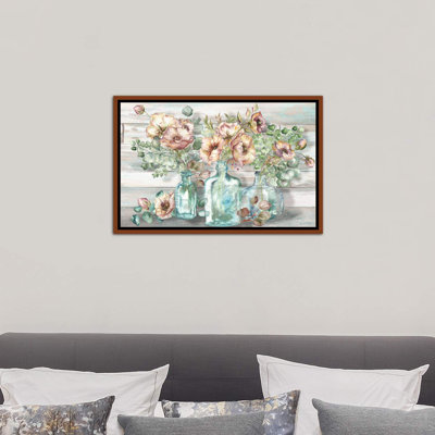 " Blush Poppies And Eucalyptus In Bottles Landscape " by Tre Sorelle Studios